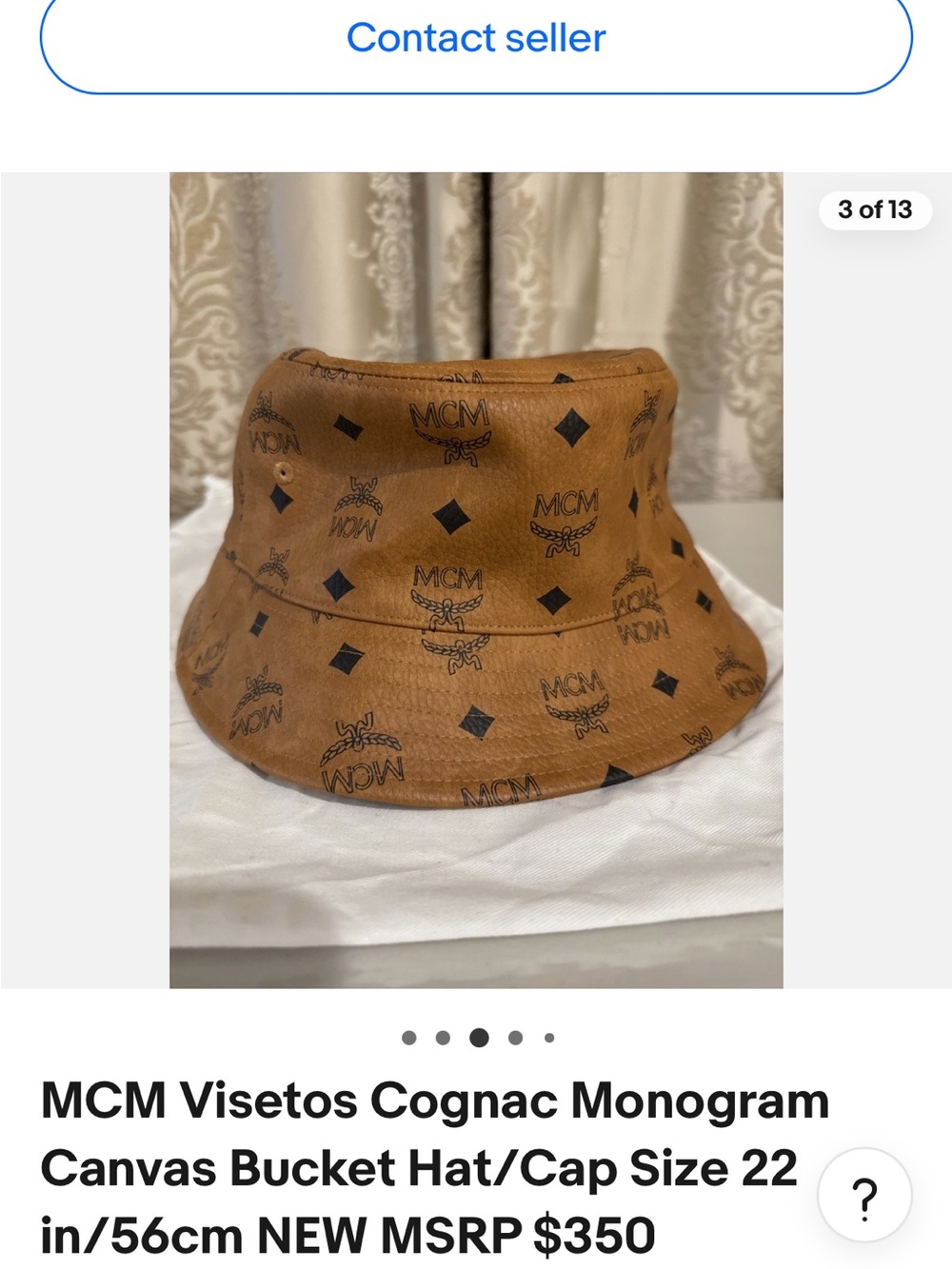 MCM Cognac Monogram Bucket Hat with Black Lining - Picture 7 of 8